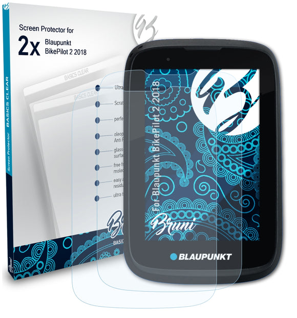 Bruni Basics-Clear Displayschutzfolie für Blaupunkt BikePilot 2 (2018)