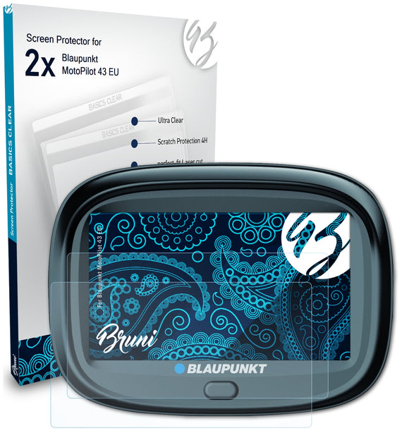 Bruni Basics-Clear Displayschutzfolie für Blaupunkt MotoPilot 43 EU