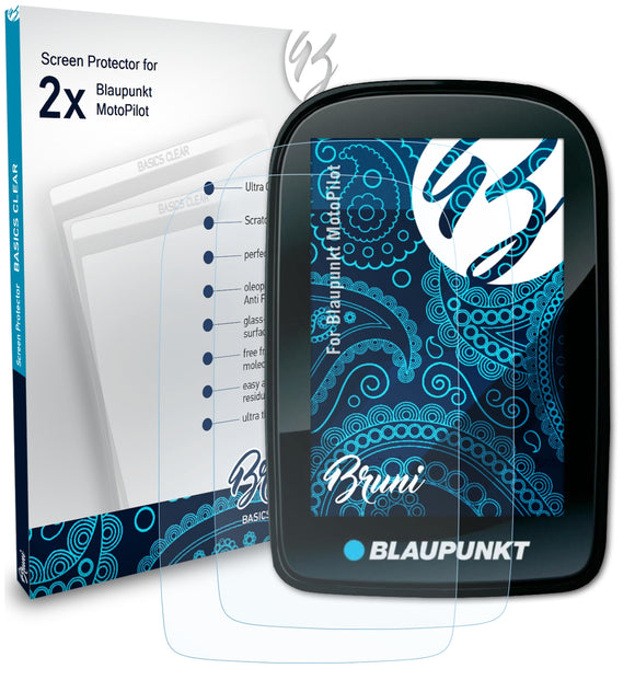 Bruni Basics-Clear Displayschutzfolie für Blaupunkt MotoPilot