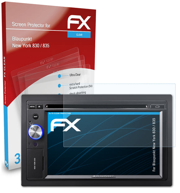 atFoliX FX-Clear Schutzfolie für Blaupunkt New York 830 / 835