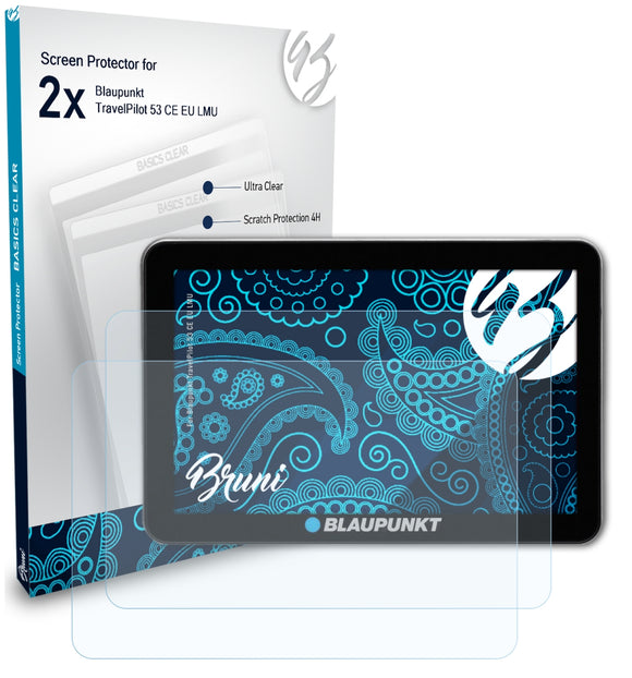 Bruni Basics-Clear Displayschutzfolie für Blaupunkt TravelPilot 53 CE EU LMU