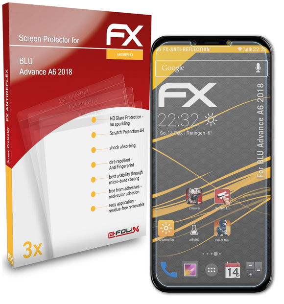 atFoliX FX-Antireflex Displayschutzfolie für BLU Advance A6 2018