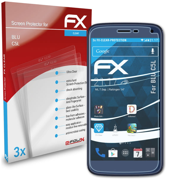 atFoliX FX-Clear Schutzfolie für BLU C5L