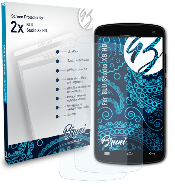 Bruni Basics-Clear Displayschutzfolie für BLU Studio X8 HD