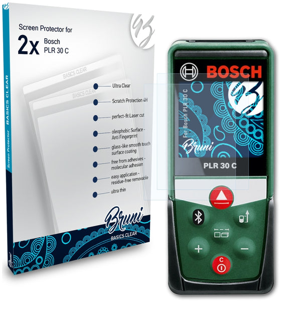 Bruni Basics-Clear Displayschutzfolie für Bosch PLR 30 C