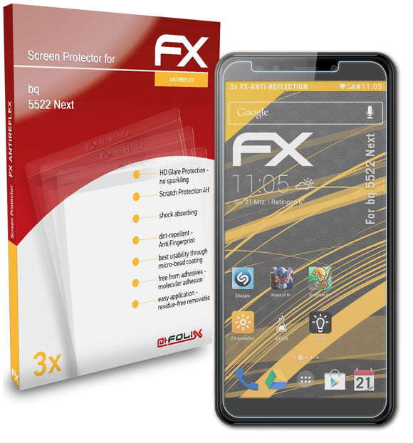 atFoliX FX-Antireflex Displayschutzfolie für bq 5522 Next