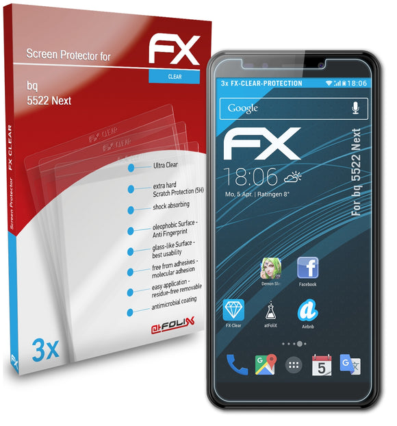 atFoliX FX-Clear Schutzfolie für bq 5522 Next