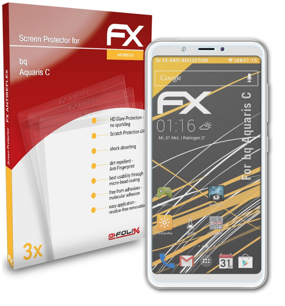 atFoliX FX-Antireflex Displayschutzfolie für bq Aquaris C