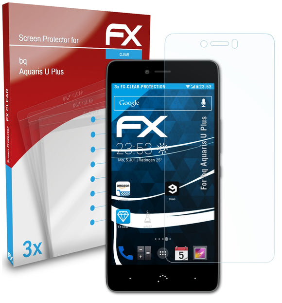 atFoliX FX-Clear Schutzfolie für bq Aquaris U Plus