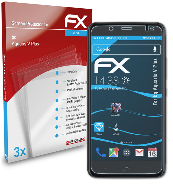 atFoliX FX-Clear Schutzfolie für bq Aquaris V Plus