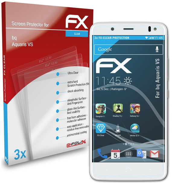 atFoliX FX-Clear Schutzfolie für bq Aquaris VS