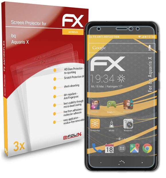 atFoliX FX-Antireflex Displayschutzfolie für bq Aquaris X