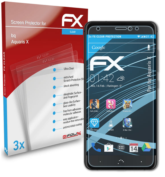 atFoliX FX-Clear Schutzfolie für bq Aquaris X
