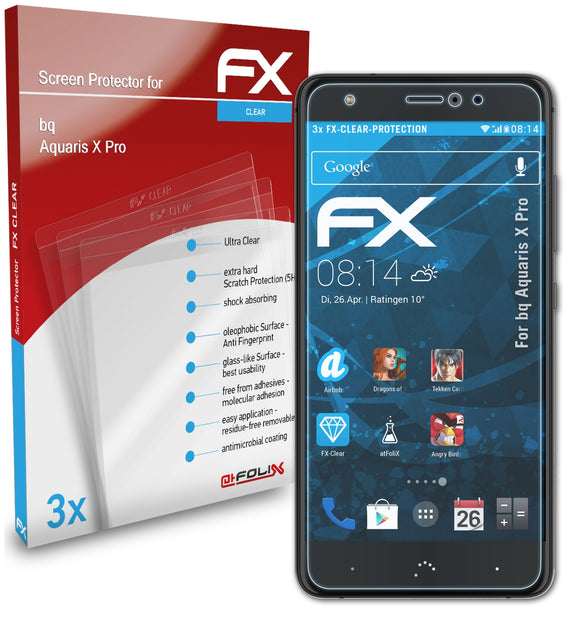 atFoliX FX-Clear Schutzfolie für bq Aquaris X Pro
