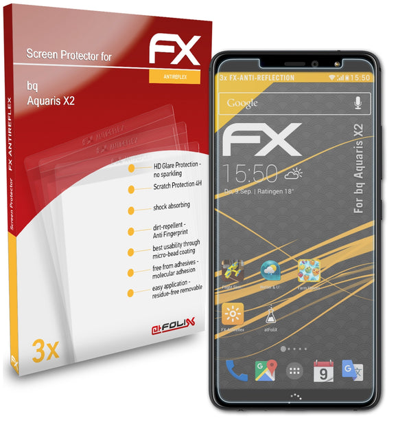 atFoliX FX-Antireflex Displayschutzfolie für bq Aquaris X2