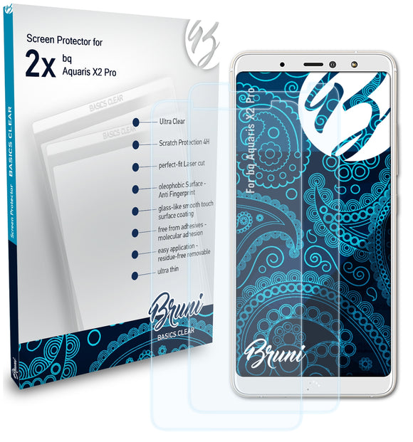 Bruni Basics-Clear Displayschutzfolie für bq Aquaris X2 Pro