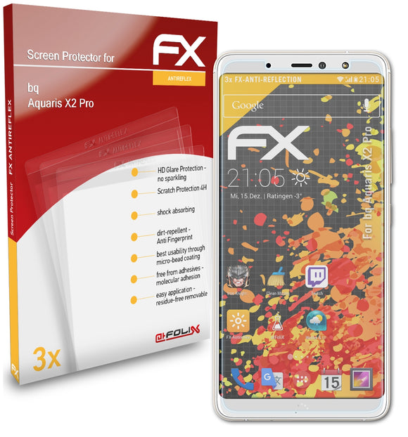 atFoliX FX-Antireflex Displayschutzfolie für bq Aquaris X2 Pro
