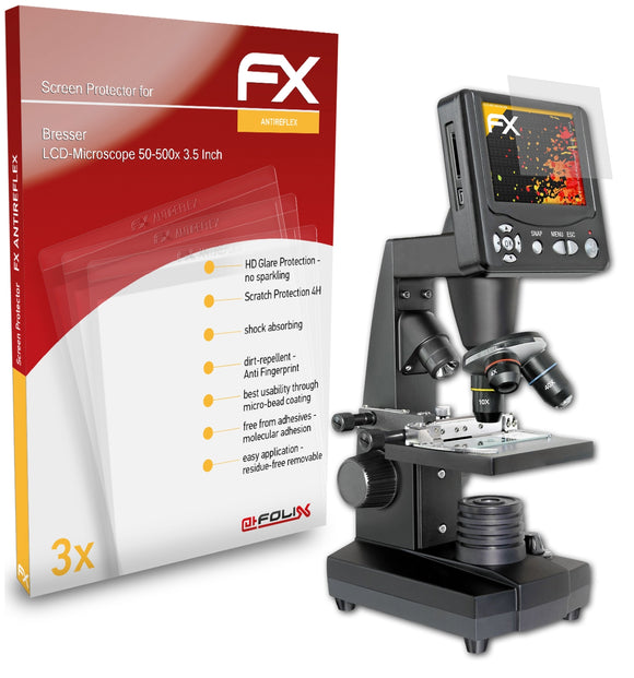 atFoliX FX-Antireflex Displayschutzfolie für Bresser LCD-Microscope 50-500x (3.5 Inch)
