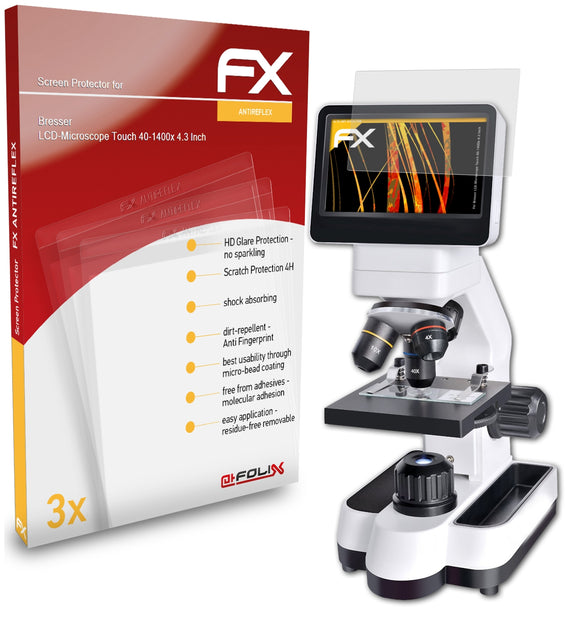 atFoliX FX-Antireflex Displayschutzfolie für Bresser LCD-Microscope Touch 40-1400x (4.3 Inch)