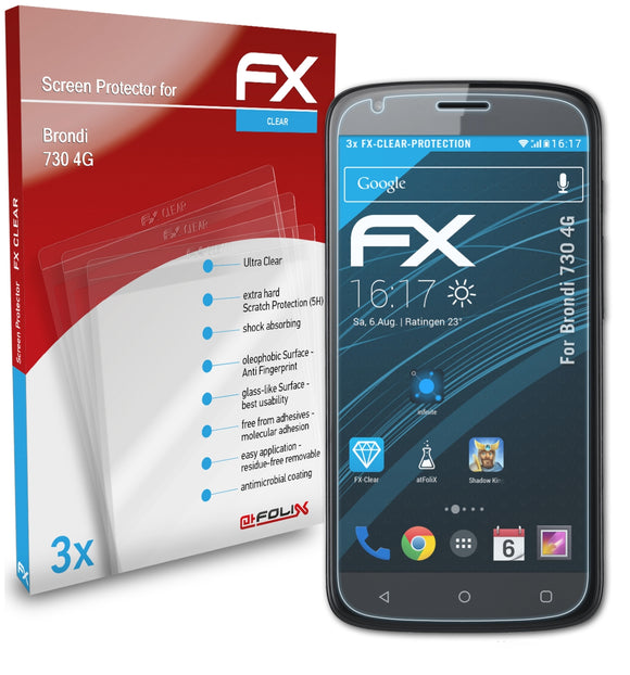 atFoliX FX-Clear Schutzfolie für Brondi 730 4G