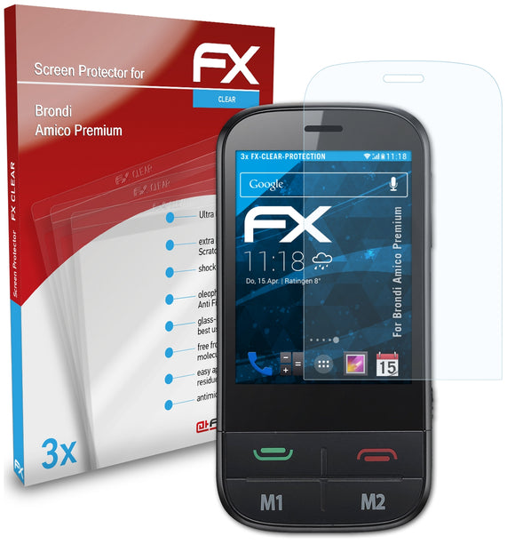atFoliX FX-Clear Schutzfolie für Brondi Amico Premium