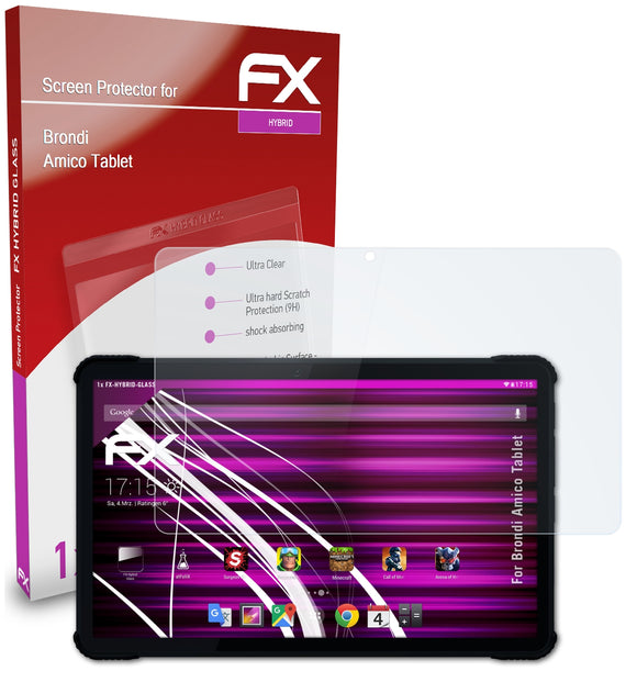 atFoliX FX-Hybrid-Glass Panzerglasfolie für Brondi Amico Tablet