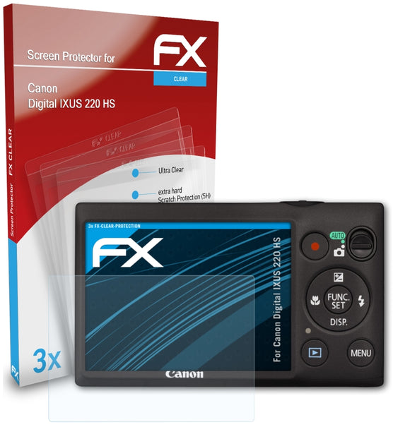 atFoliX FX-Clear Schutzfolie für Canon Digital IXUS 220 HS