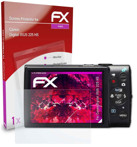 atFoliX FX-Hybrid-Glass Panzerglasfolie für Canon Digital IXUS 225 HS