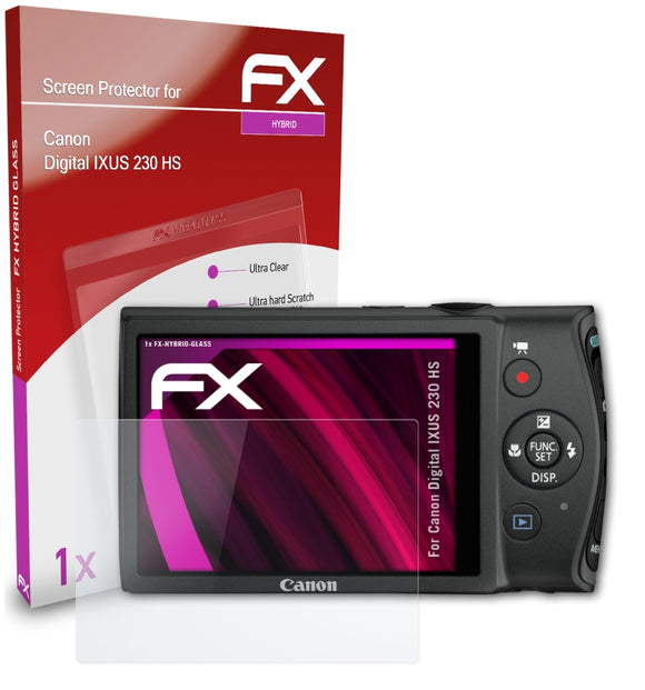 atFoliX FX-Hybrid-Glass Panzerglasfolie für Canon Digital IXUS 230 HS