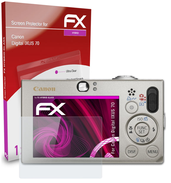 atFoliX FX-Hybrid-Glass Panzerglasfolie für Canon Digital IXUS 70