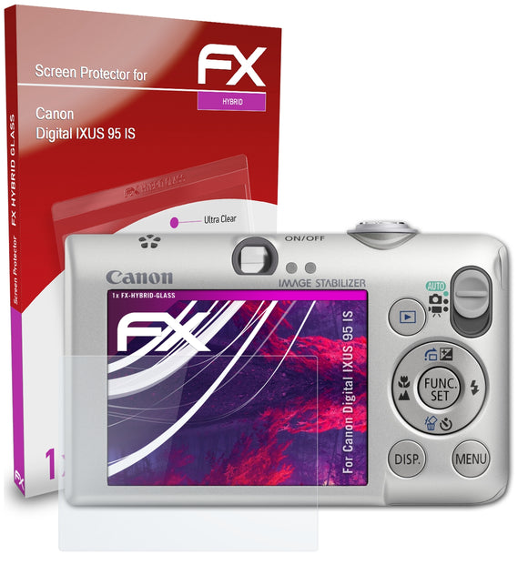 atFoliX FX-Hybrid-Glass Panzerglasfolie für Canon Digital IXUS 95 IS