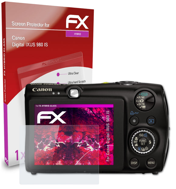 atFoliX FX-Hybrid-Glass Panzerglasfolie für Canon Digital IXUS 980 IS