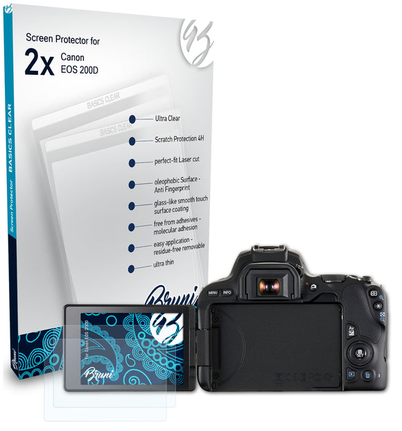 Bruni Basics-Clear Displayschutzfolie für Canon EOS 200D