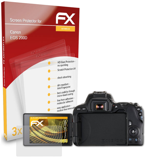 atFoliX FX-Antireflex Displayschutzfolie für Canon EOS 200D