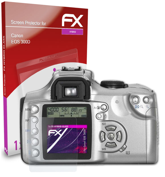 atFoliX FX-Hybrid-Glass Panzerglasfolie für Canon EOS 300D