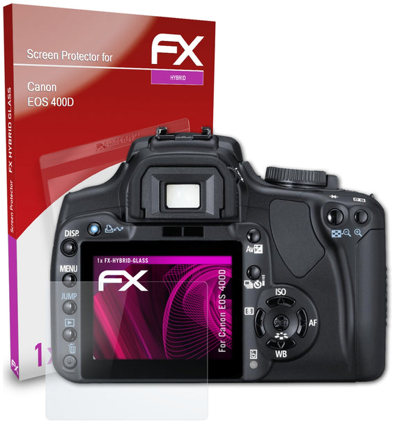 atFoliX FX-Hybrid-Glass Panzerglasfolie für Canon EOS 400D