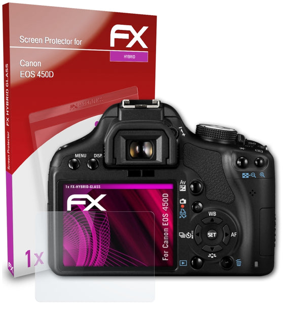 atFoliX FX-Hybrid-Glass Panzerglasfolie für Canon EOS 450D