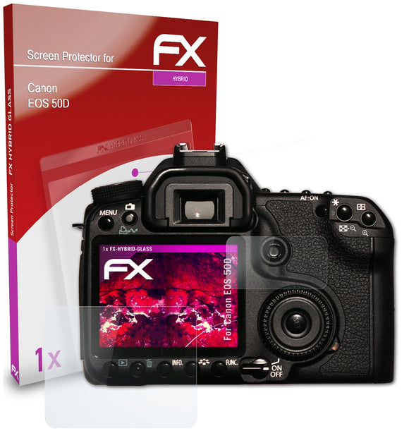atFoliX FX-Hybrid-Glass Panzerglasfolie für Canon EOS 50D