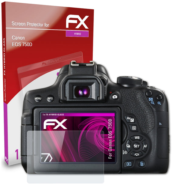 atFoliX FX-Hybrid-Glass Panzerglasfolie für Canon EOS 750D