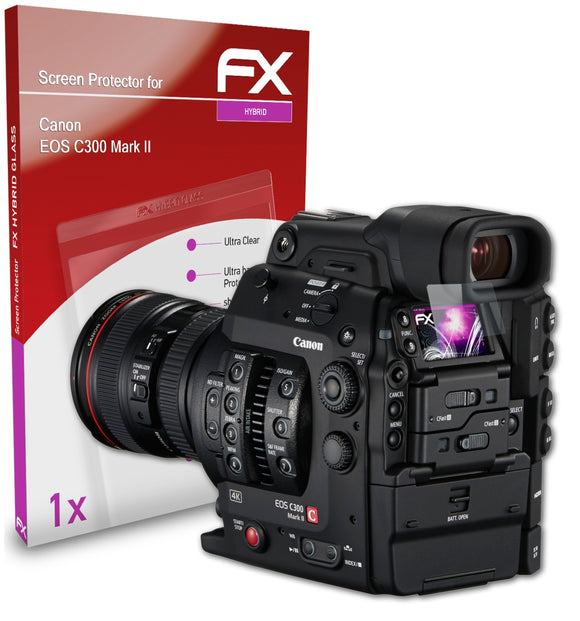 atFoliX FX-Hybrid-Glass Panzerglasfolie für Canon EOS C300 Mark II