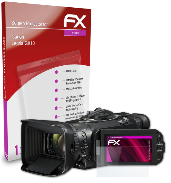 atFoliX FX-Hybrid-Glass Panzerglasfolie für Canon Legria GX10