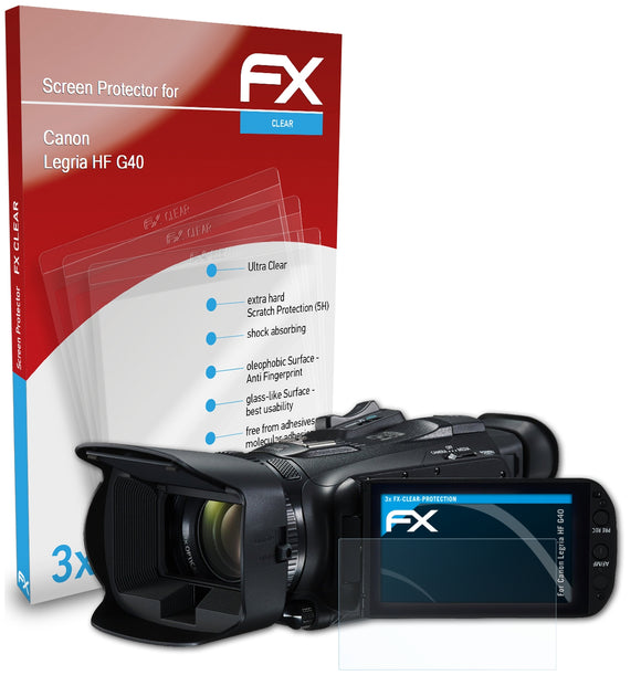 atFoliX FX-Clear Schutzfolie für Canon Legria HF G40