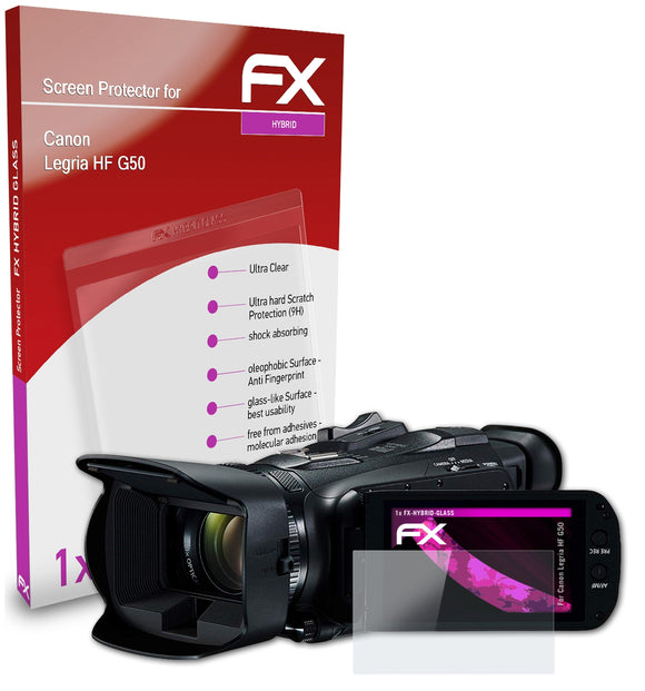 atFoliX FX-Hybrid-Glass Panzerglasfolie für Canon Legria HF G50