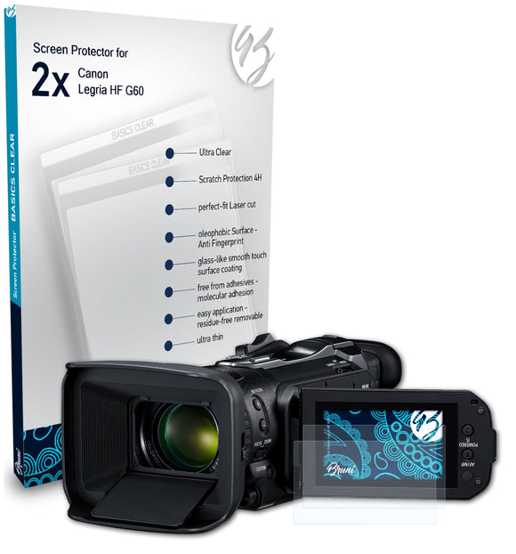 Bruni Basics-Clear Displayschutzfolie für Canon Legria HF G60