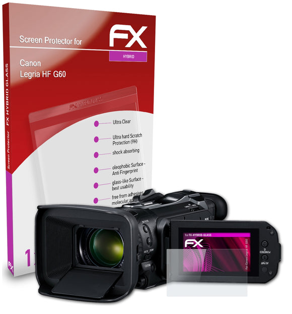 atFoliX FX-Hybrid-Glass Panzerglasfolie für Canon Legria HF G60