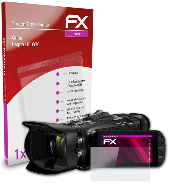 atFoliX FX-Hybrid-Glass Panzerglasfolie für Canon Legria HF G70