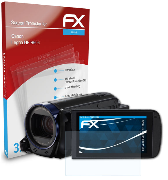 atFoliX FX-Clear Schutzfolie für Canon Legria HF R606