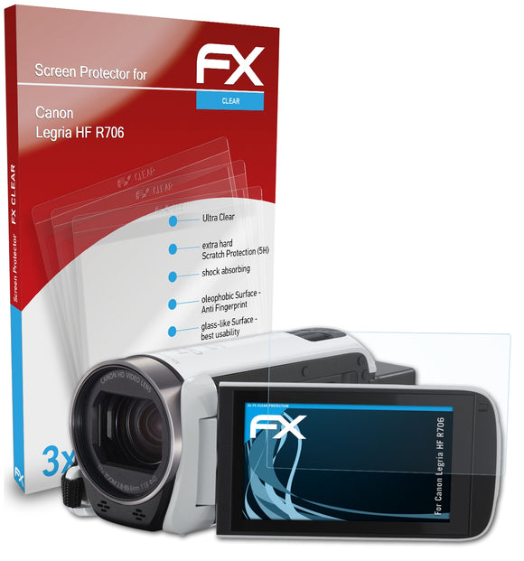 atFoliX FX-Clear Schutzfolie für Canon Legria HF R706
