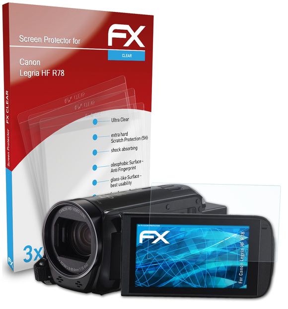atFoliX FX-Clear Schutzfolie für Canon Legria HF R78