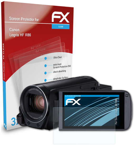 atFoliX FX-Clear Schutzfolie für Canon Legria HF R86